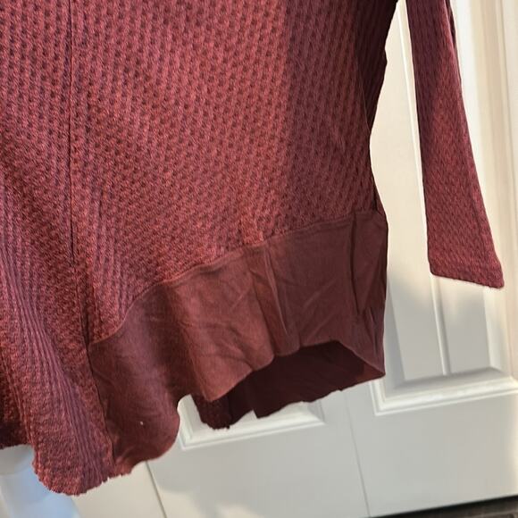 KyeMi Small Burgundy Batwing Waffle Knit Sweater Top NWOT - Picture 6 of 12
